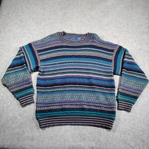 Cambridge Classics Mervyns Mens Vintage 90s Blue Striped Wool Blend Sweater M